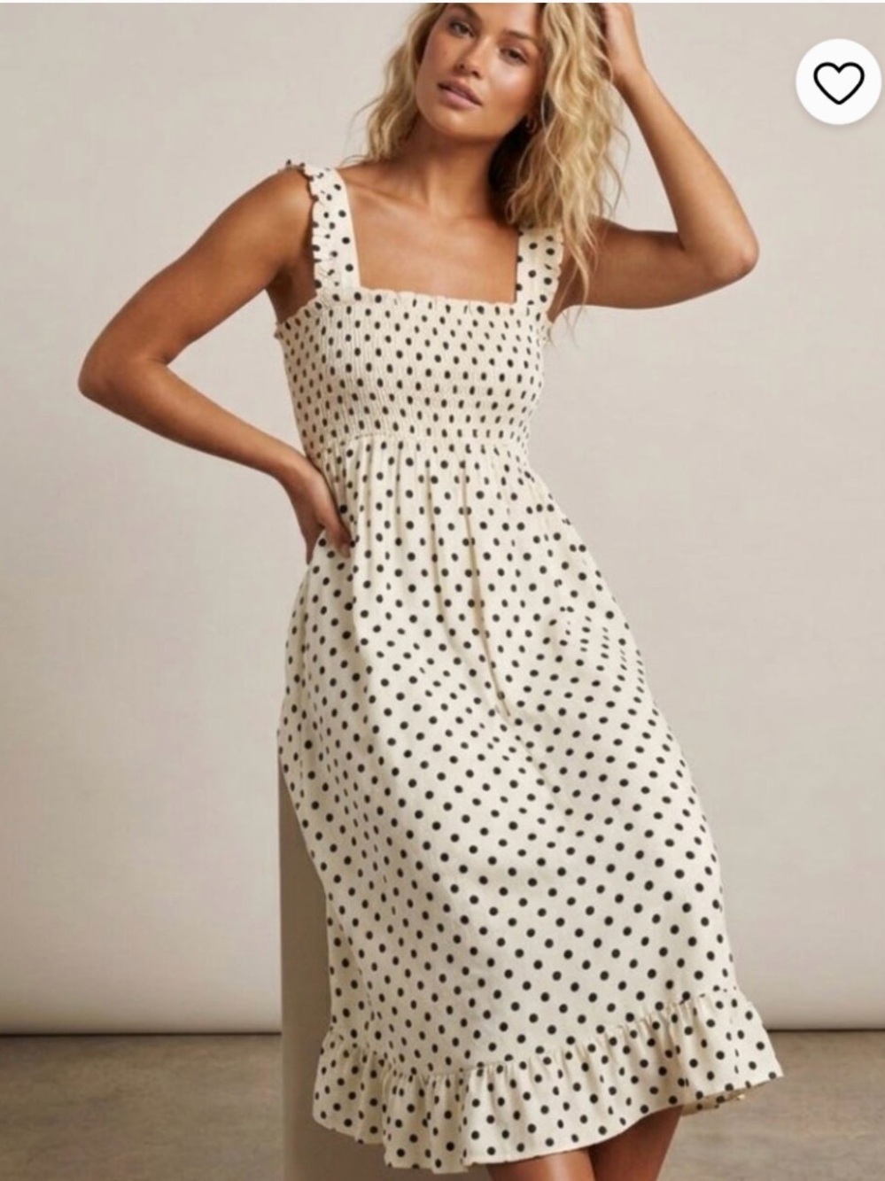 Zara Black Polka Dot Ruffle Sundress - Cream